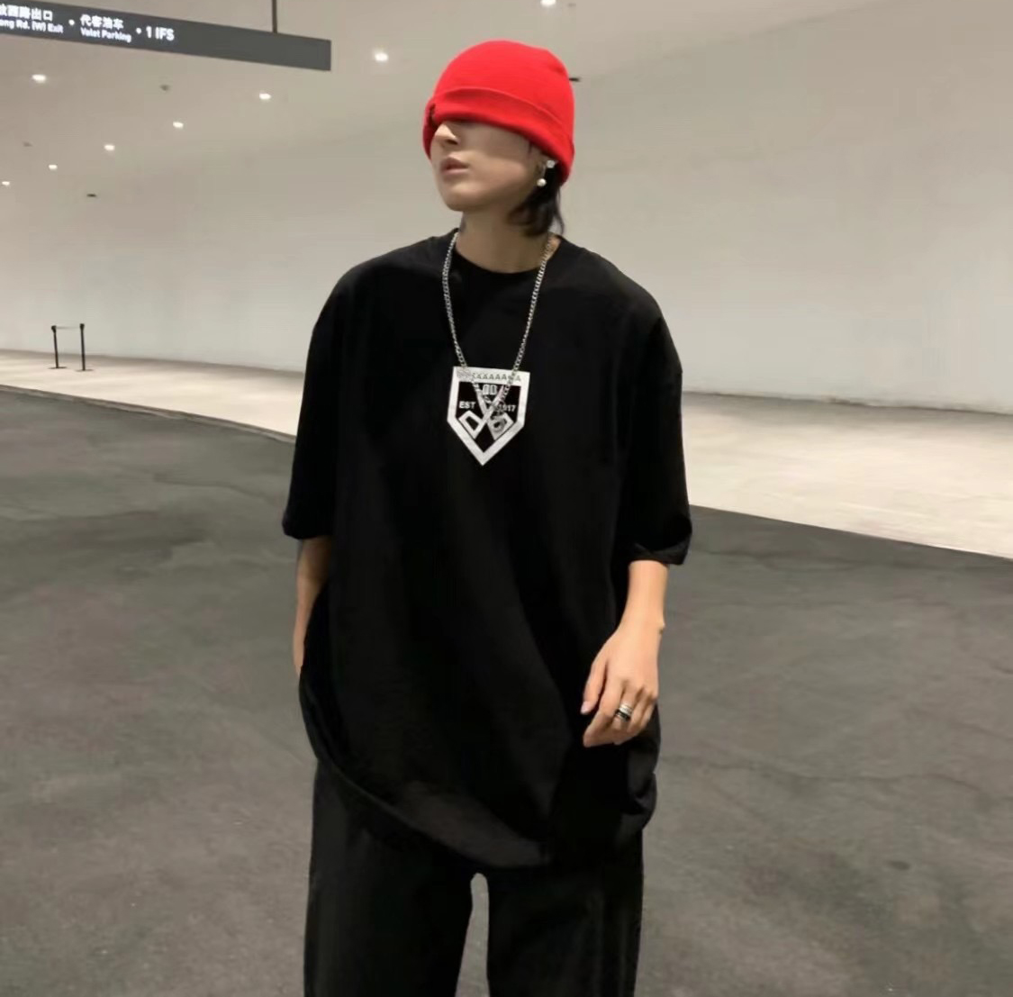 

OVERSIZED T SHIRT SCISSORS FLATGROUND Cotton T-shirt Men Short Sleeve T Shirts Large Fit Hip Hop Streetwear Tees Fashion Women Tops DY85528, Black