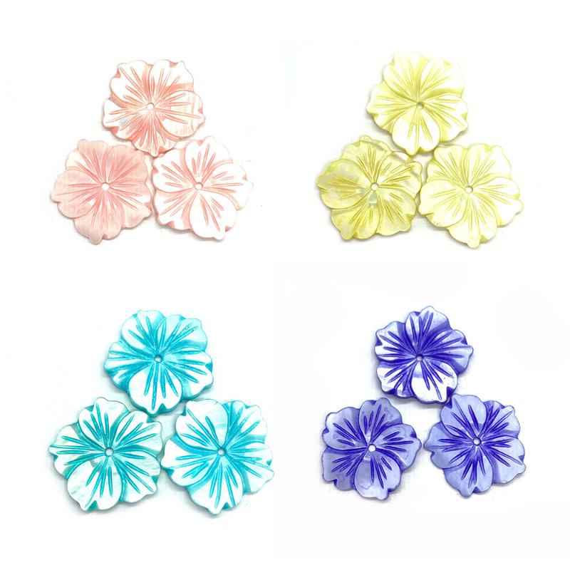 

Other High Quality 1 Piece Natural Carved Mother-of-pearl Colorful Flower Shell Beads For DIY Fashion Necklace Earrings Jewelry Making