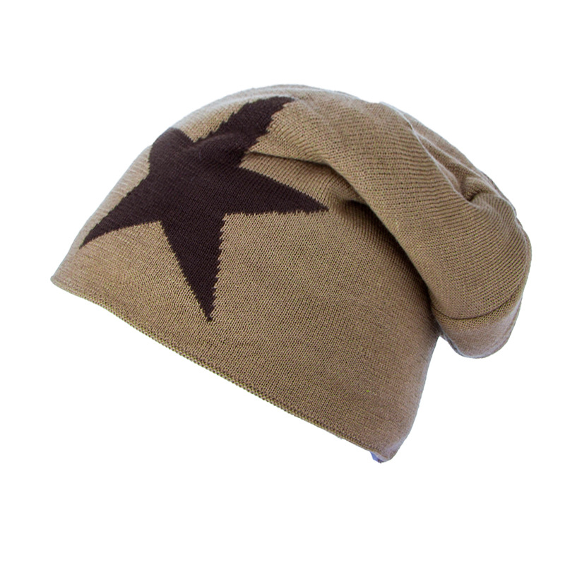 

Hip Hop Style Gorro Knitted Big Star Head Cover Beanie Skull Caps Hats, Black