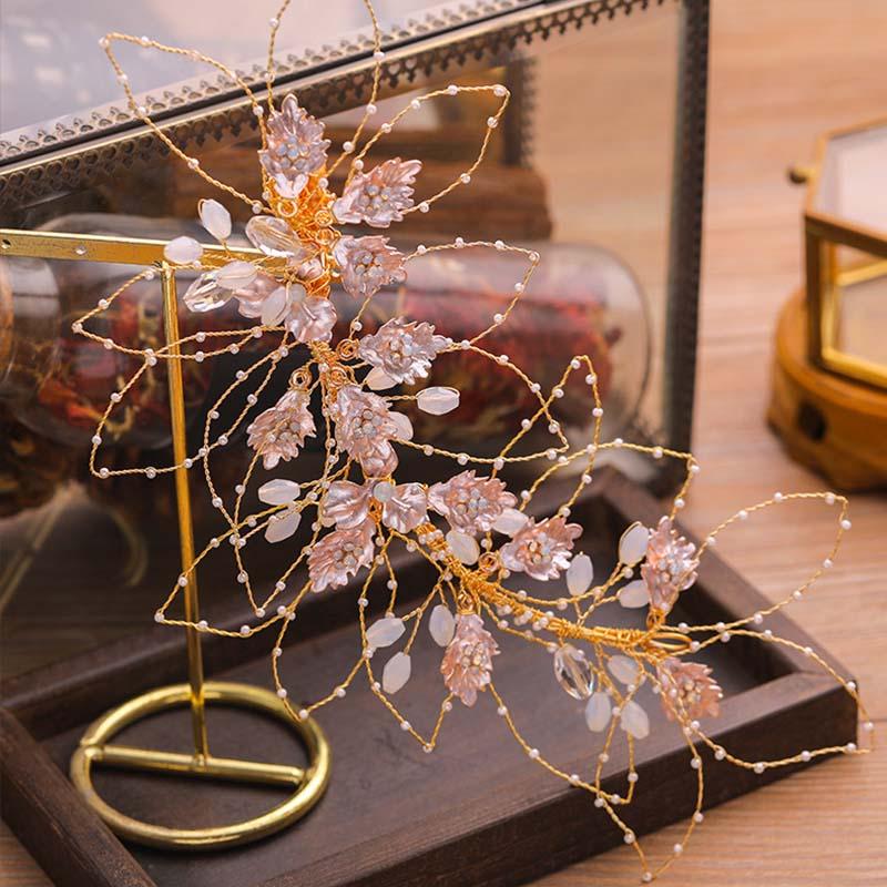 

Hair Clips & Barrettes ACRDDK 1pcs Fairy Handmade Weave Crystal Leaves Wedding Hairband Dress Accessories Jewelry Women, Golden;silver