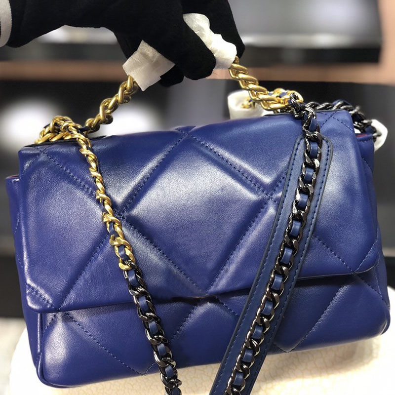 

Designer- Fashion women Black Blue Flap Bags Handbags Crossbody Bag with Gold Metal Ladies Shoulder Bags