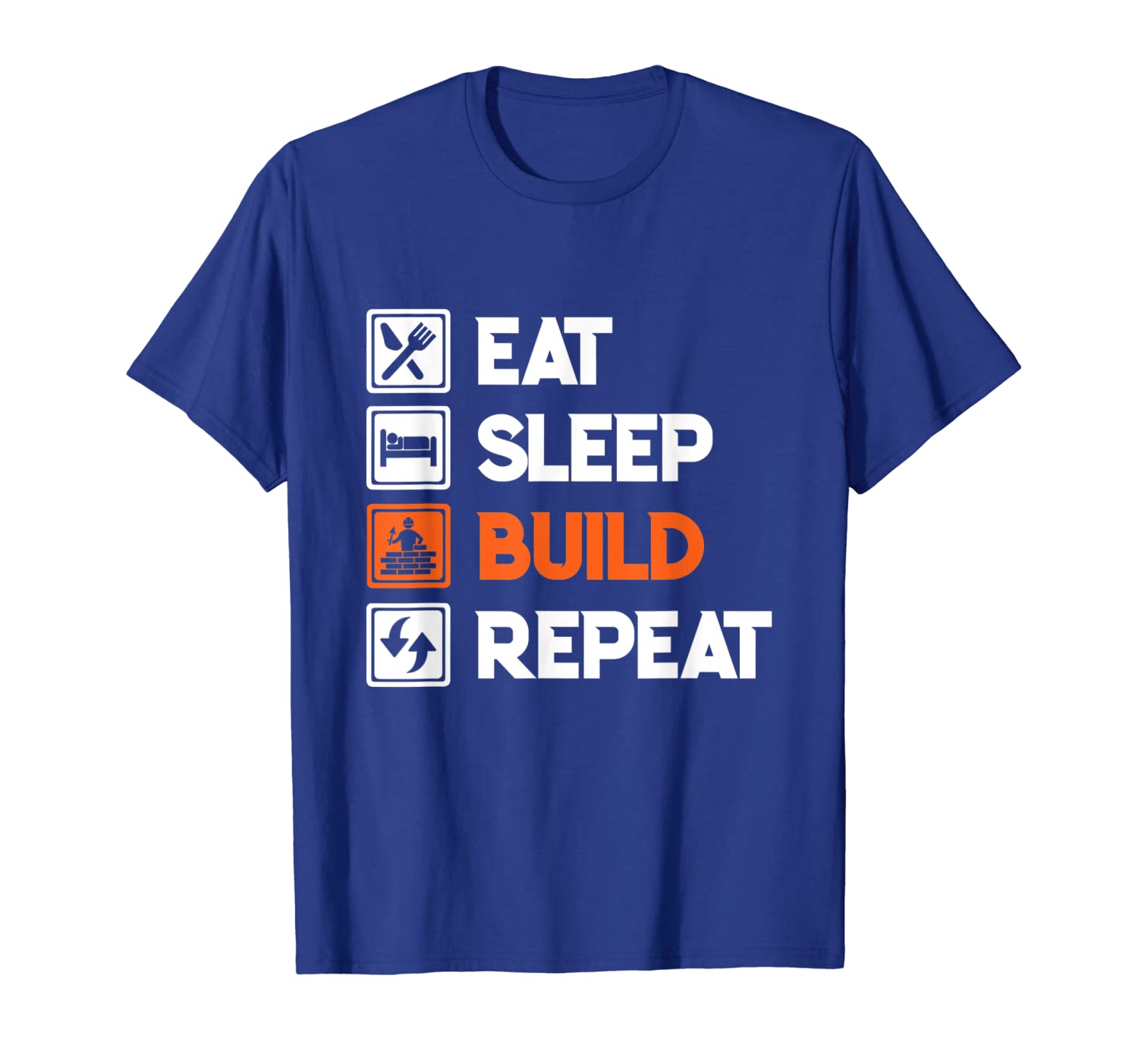 

eat sleep build repeat building blocks master builder gift t-shirt, White;black