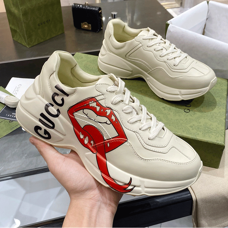 

New Mens Womens Shoes Sneakers Luxury Designer Breathable Fashion Type Leather Lace-Up Casual Shoes for Men Fashion Shoes for Men Rhyton Leather Sneaker, Style 1