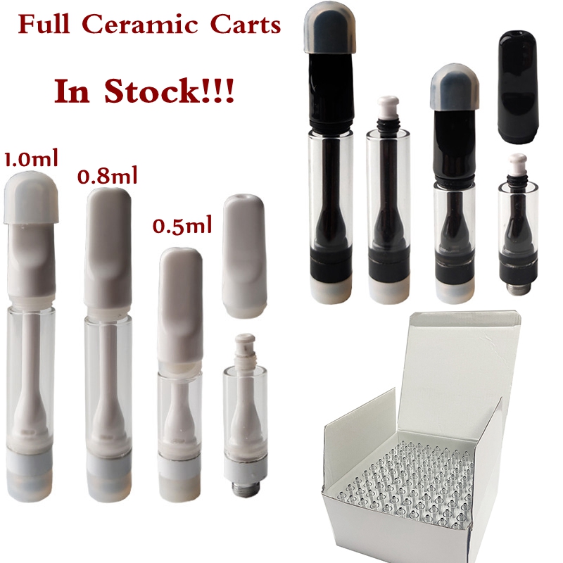 

TOP Full Ceramic Vape Cartridges Atomizers 0.5ml 0.8ml 1.0ml vapes pen cartridge 510 Disposable Carts Thick Oil Lead Free Ceramics Coils No