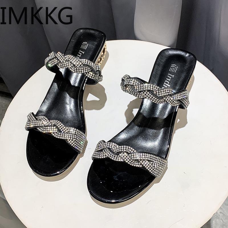 

Slippers Shoes Woman Summer Flip Flops Women Crystal Low Heel Soft Bling Female Outdoor Ladies Slides Beach Zapatos Mujer, Black