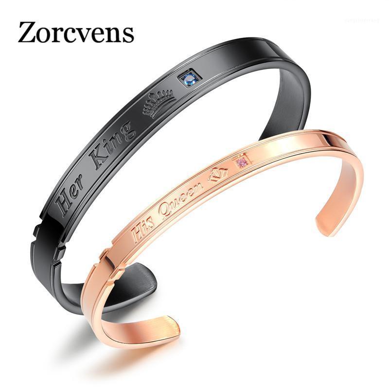 

Her King And His Queen Bracelets Bangles For Women Men Rose Gold Color Stainless Steel Couple Jewelry Bangle