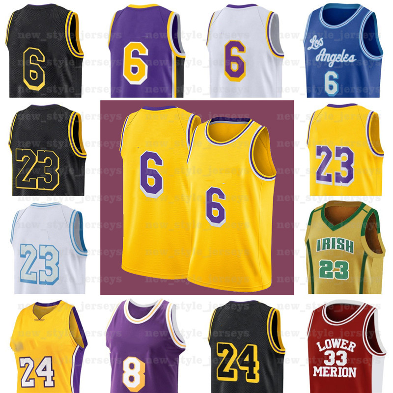 

LBJ MAMBA Los LeBron 6 Angeles James LakersMen Basketball Jerseys 33 Bryant Anthony 3 Davis college Jerseys x4, Black;red