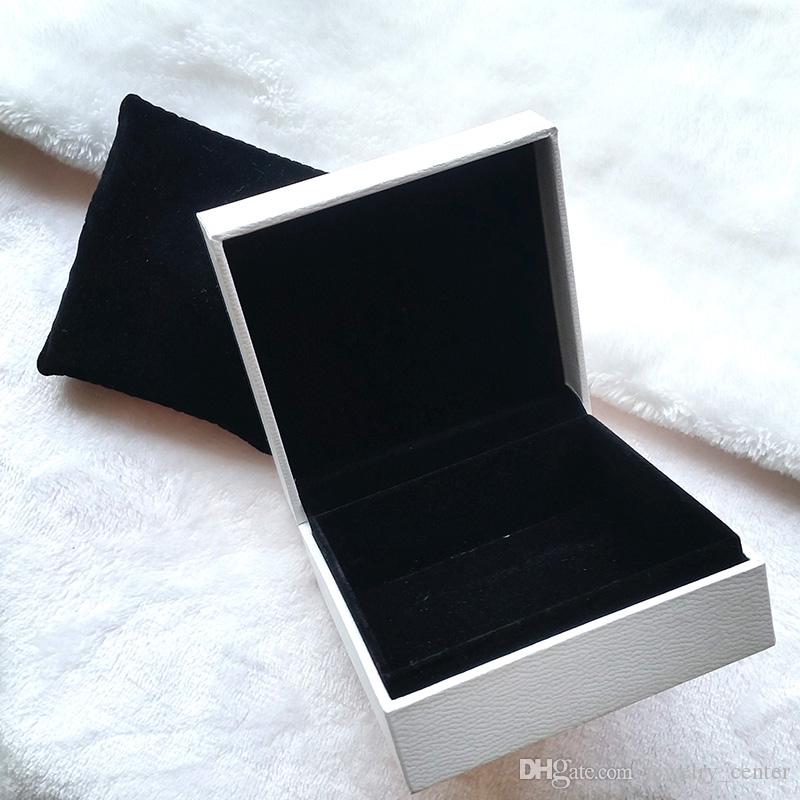 Original White Jewelry Packaging Boxes with Black pillow for Pandora Bracelet Bangles Necklaces Earrings Display Jewelry Box