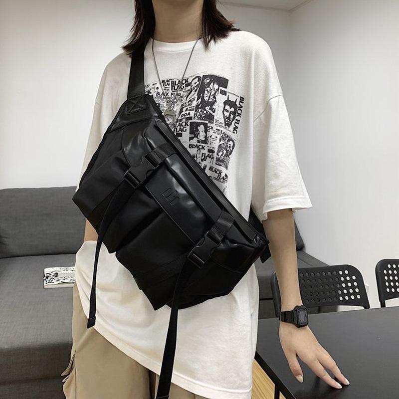 

Waist Bags Woman Large Capacity Unisex Fanny Pack Street Wear Chest Bag Hip Hop Crossbody Fashion Black Big Belt
