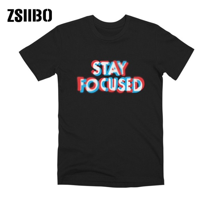 

summer fashion t shirt psychedelic font wonderful print STAY FOCUSED woman's T-shirt streetwear hip hop Short sleeve tshirt Unisex, White