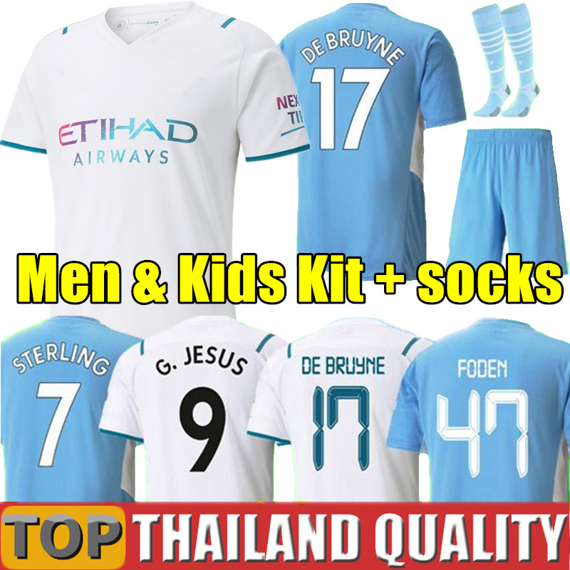 

21 22 G. JESUS Manchester soccer jerseys CITY STERLING FERRAN MAHREZ MAN football shirt 2021 2022 DE BRUYNE FODEN GESUS BERNARDO Men Kids kit uniform, 2020 away - women