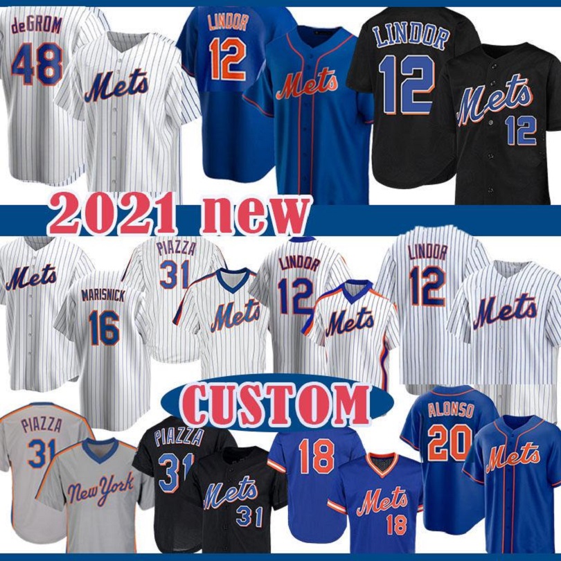 

12 Francisco Lindor Pete Alonso Jacob deGrom Darryl Strawberry Baseball Jersey Noah Mets Syndergaard New Michael Conforto York Dwight Gooden, As pic