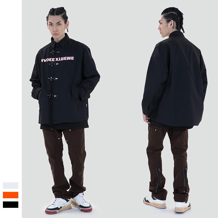 

Men's Jackets 2022 Autumn Winter Spring Summer Tang Suit Hanging Buckle Solid Color Loose Long-sleeved Top Jacket Lapel Coat, Black;brown