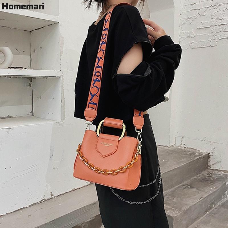 

Designer-Bags 2021 Women's Handbag PU Leather Quality Letter Print Messenger Crossbody Bag Casual Fashion Chains Tote Shoulder Female, A-black