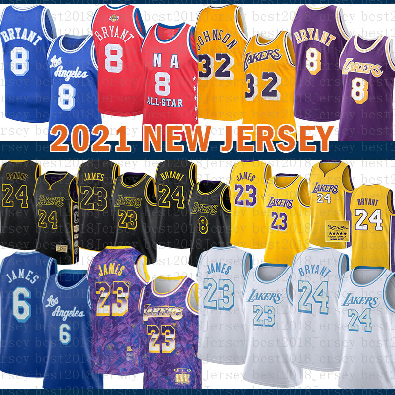 

Los Angeles Lakers Kobe 24 Bryant Basketball Jersey 2021 LeBron 23 James New Anthony 3 Davis Mens Kyle 0 Kuzma Silver, Blue;black