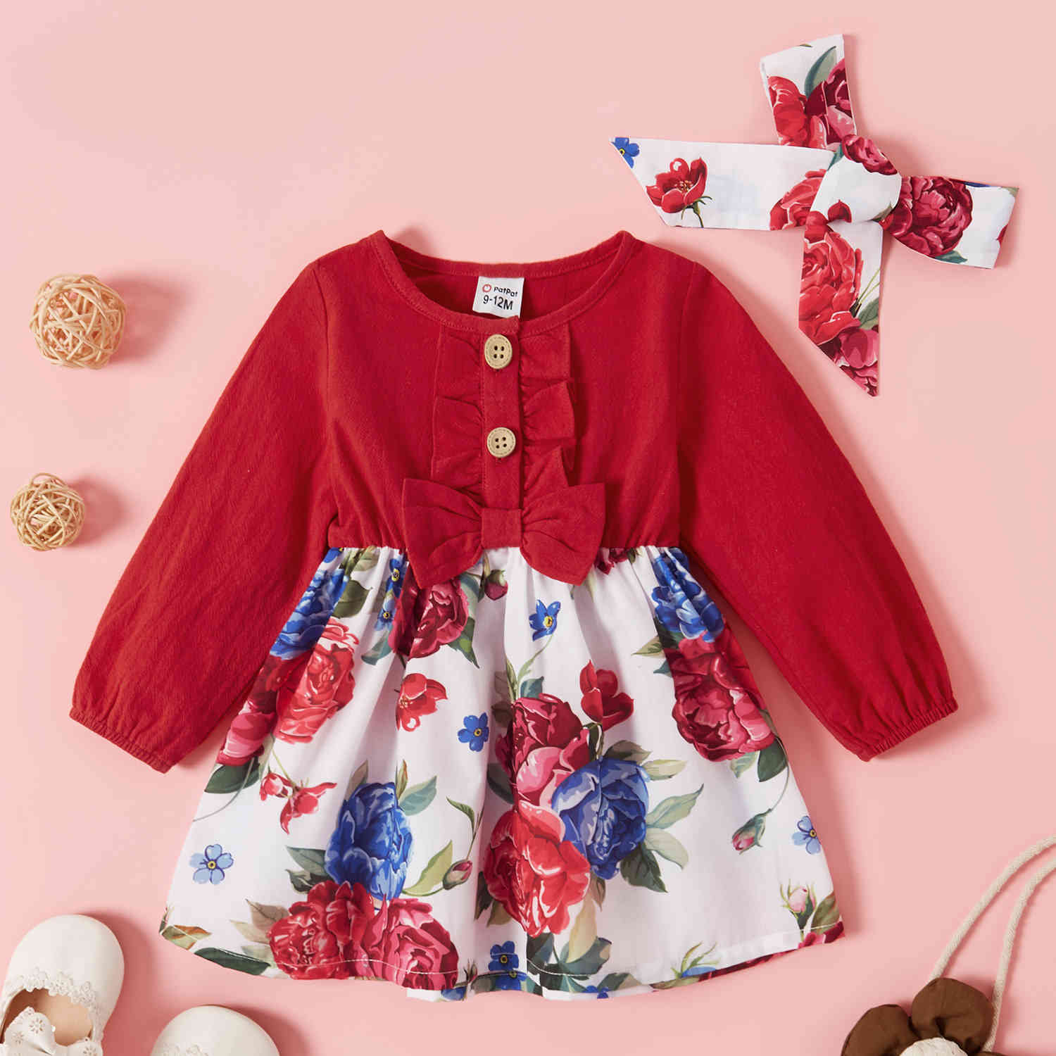 

Baby Girl Floral Sweet Dress 210521, Red