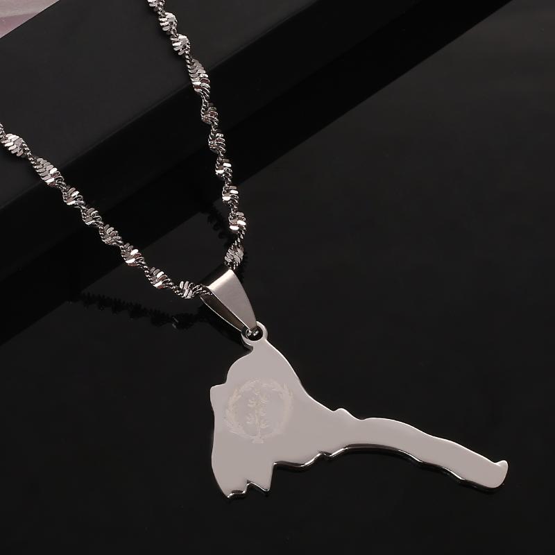 Pendant Necklaces Stainless Steel Silver Color Eritrea Map Pendants Trendy Charm Jewelry-image-708513740
