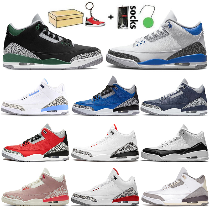 

3 Mens Women Basketball Shoes Jorden3s Jumpman UNC Sneakers Racer Blue Georgetown Court Purple Cool Grey Katrina Fragment Cement White Black, 18 36-47 unc