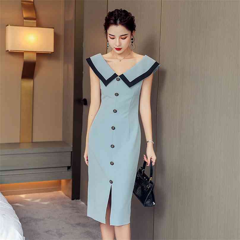 

Ladies Floral Off Shoulder Dress for women Summer Sleeveless V neck Linen Sexy Korea Fashion Party Bodycon Dresses 210602, Sky blue