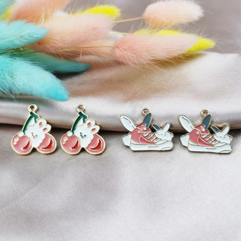 

Charms 10pcs Cartoon Cherry Enamel Alloy Shoes Pendants Gold Color Dangle Fit Earrings DIY Jewelry Accessory, Bronze;silver