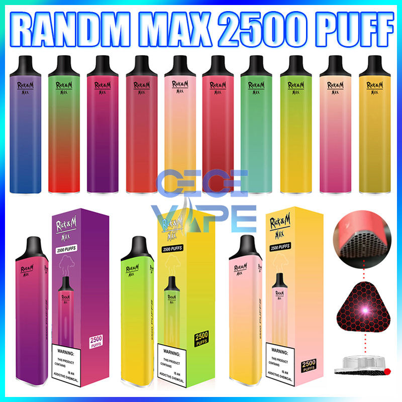 

Genuine RandM Max 2500 Puffs Disposable Pod E Cigarette With 1000mAh 18350 Battery 8ml Prefilled Cartridge Smoking Vape Pen