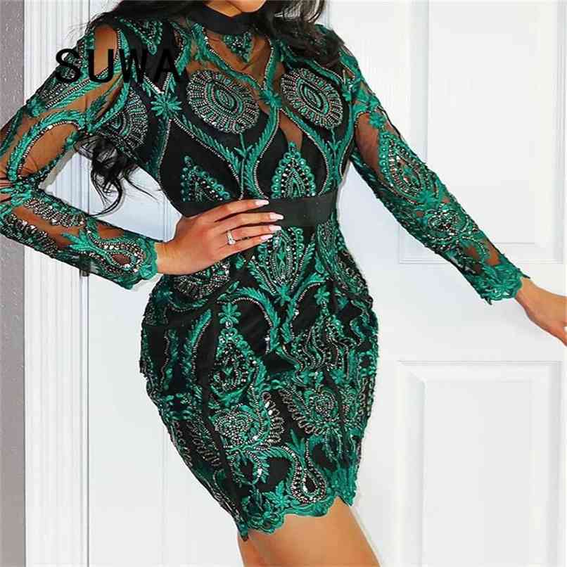 

Recommend Style Neon Celebrity Fashion Elegant Work Wear Woman Dress Evening Party And Wedding Long Sleeve Vestidos 210525, Green