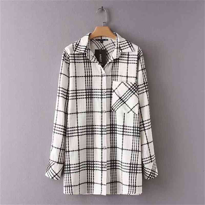 

Women Loose Shirt Autumn Fashion Long Sleeve Plaid Shirts 210602