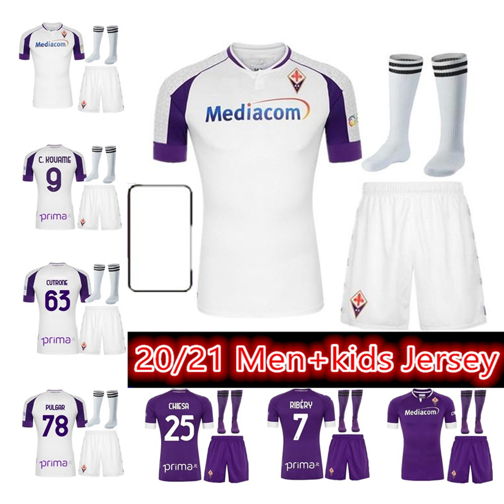 

20 21 adult kits Fiorentina Soccer Jerseys 9 SIMEONE 7 RIBERY Custom Florence Football Shirt men kids kit youth Camisas de Futebol shirts, Black