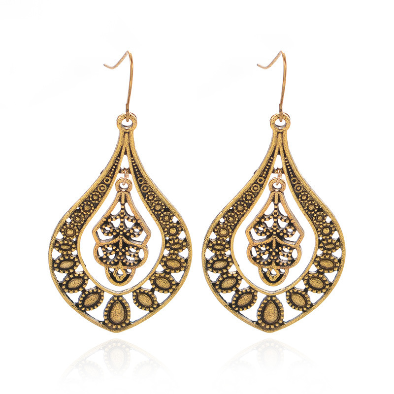 

Peacock Tail Carving Drop Earrings for Women Ethnic Alloy Piercing Dangle Earrings Jewelry pendient