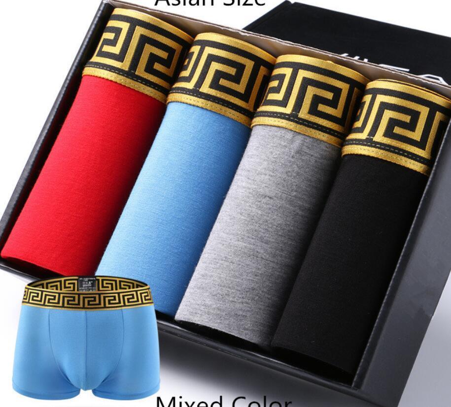 

4pcs lot Men's Underwear High Quality 4 Colors Sexy Cotton Breathable Mens Branded Boxers Male Asian Size, Mixed color 1