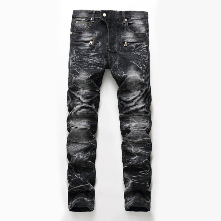 

2021 Mens Jeans men jean Hip hop street trend Zipper chain decoration ripped Rips Stretch Black Fashion Slim Fit Washed Motocycle Denim, Blue