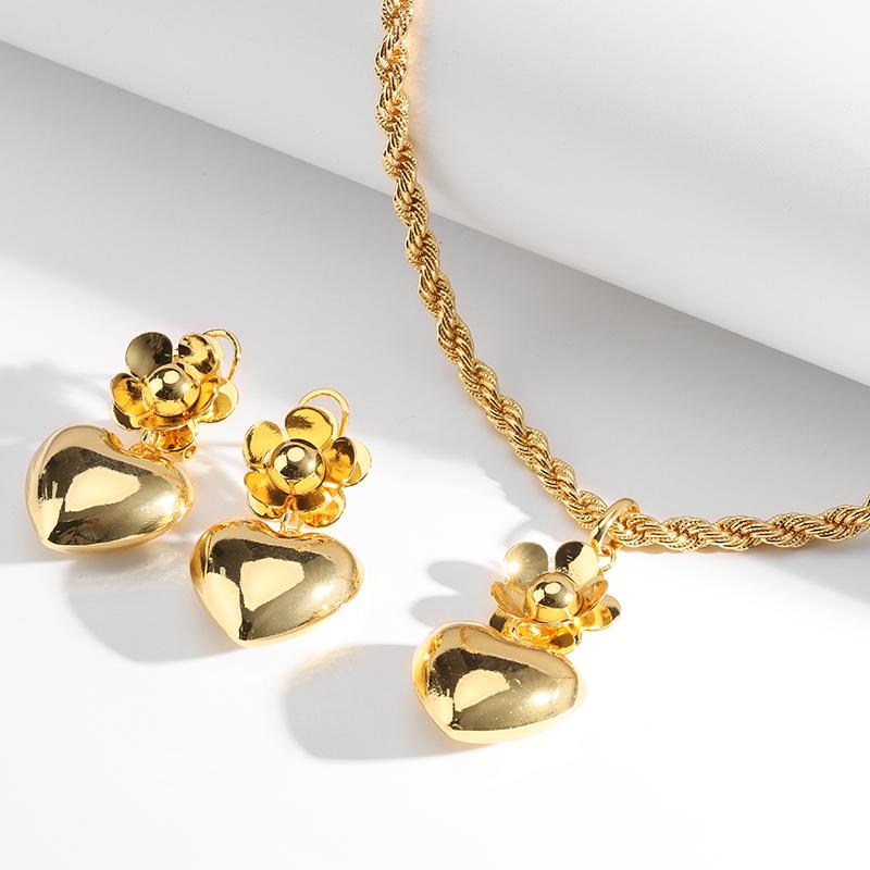 

Earrings & Necklace Fashion Jewelry Romantic Love Flower Pendant Drop Earring For Women Engagement Weddings Party Birthday Gifts, As pic