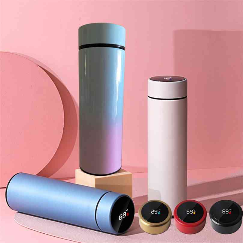

Smart thermal bottle Stainless Steel Thermos Water Bottle for children Vacuum Flasks keeps cold insulation cup tea 210907, Pink