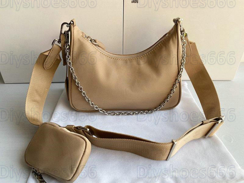

Re-edition 2005 Black Nylon Shoulder Cross Body Bag CrossBody Shoulder Bag Womens Mini Hobo 2pcs Purse Wallet Chain Bags Re-Nylon Zipper Pou