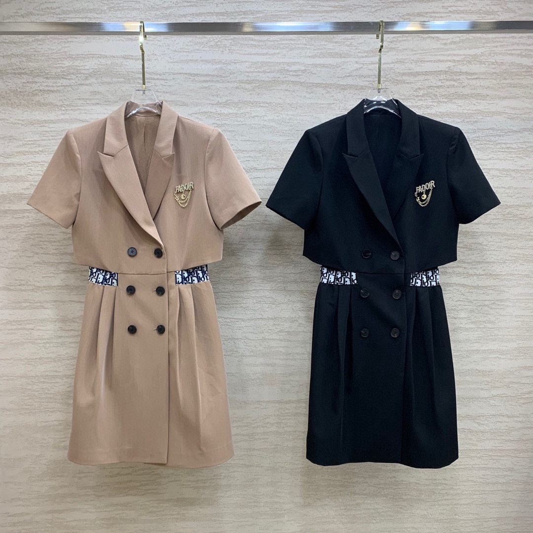 

2021 Autumn Coffee/Black Women Dress Designer Lapel Neck Short Sleeves Vestidos De Festa Milan Runway Holiday Dess 811160
