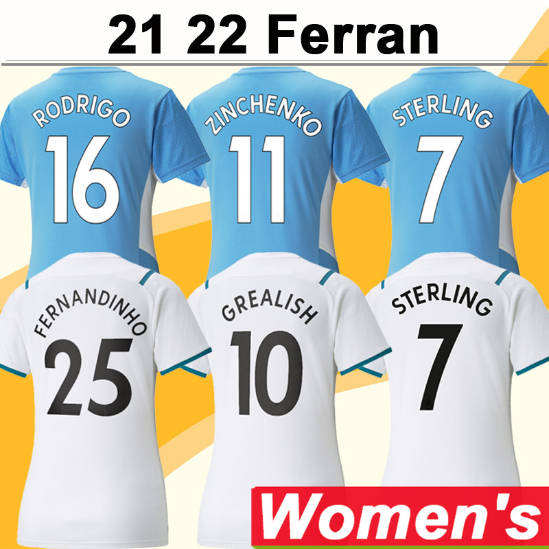 

21 22 STERLING DE BRUYNE MENDY Women Soccer Jerseys RODRIGO BERNARDO FERNANDINHO Home Away 3rd Short Sleeve Football Shirt Uniforms, Nv6159 21 22 away premie. leagu. patch