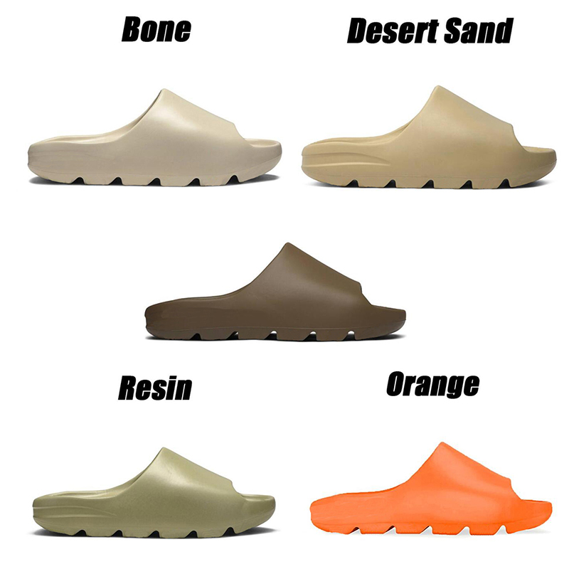 

2021 Beach slippers mens slide shoes foam runner bone resin earth brown soot triple black total orange white dark blue men women sneakers