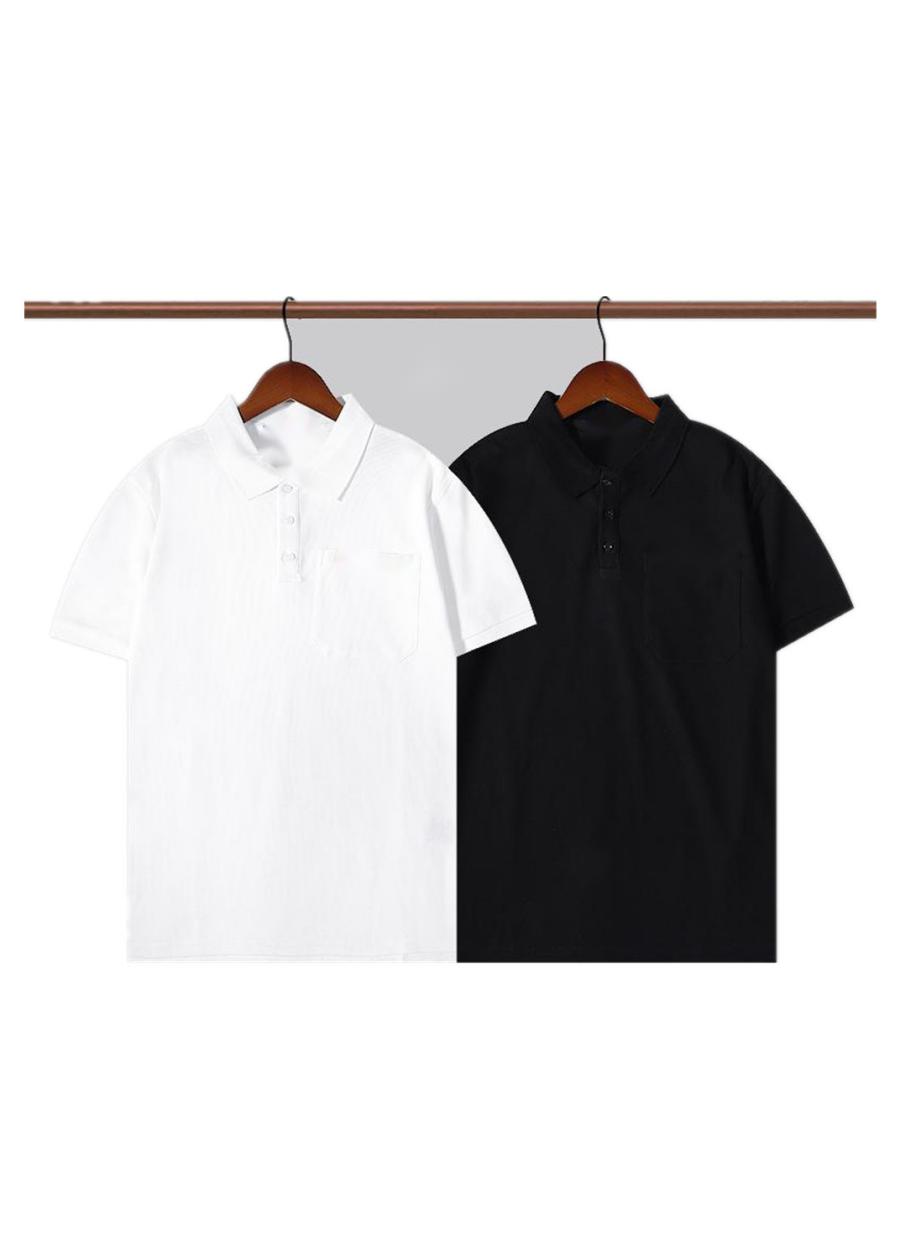 

P-2084 Summer Couples Clothes Short Sleeve Polo Shirt Men Women Sportwear Black White Printing Tops Tees Stand Collar T-shirt Casual Loose Pullovers