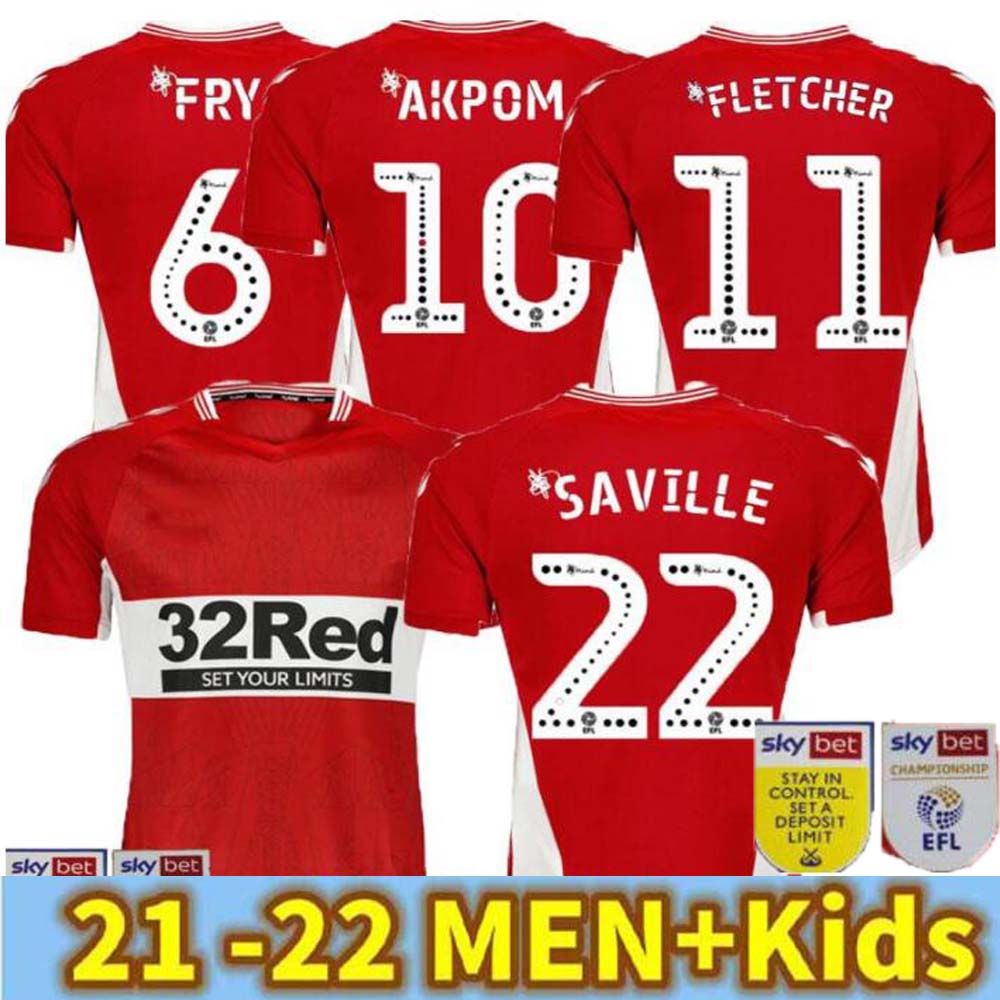 

21/22 Middlesbrough Soccer Jerseys 2021 2022 Ashley Michael Fletcher Flint Ala Assombalonga AKPOM KITS MEN+KIDS, Black;yellow