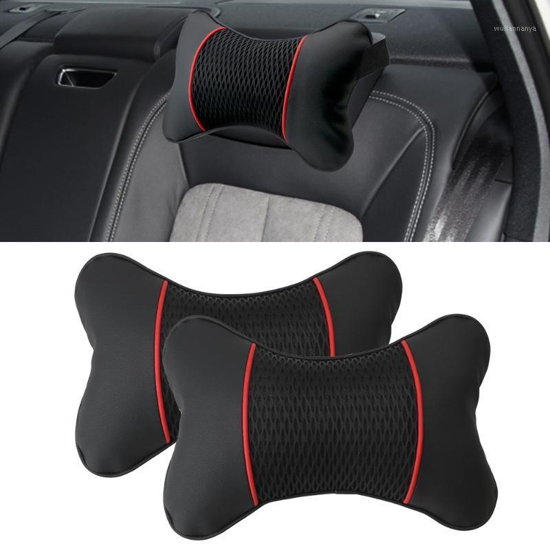 

Seat Cushions LEEPEE 2Pcs PU Leather Knitted Support Accessories Travel Neck Pillow Interior Car Headrest