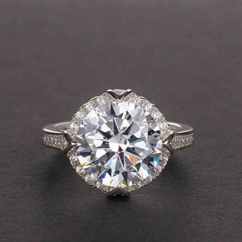 

Classic 100% 925 Sterling Silver Created 10*10mm Wedding Rings For Women High Carbon Diamond Elegant Party Fine Jewelry Gift