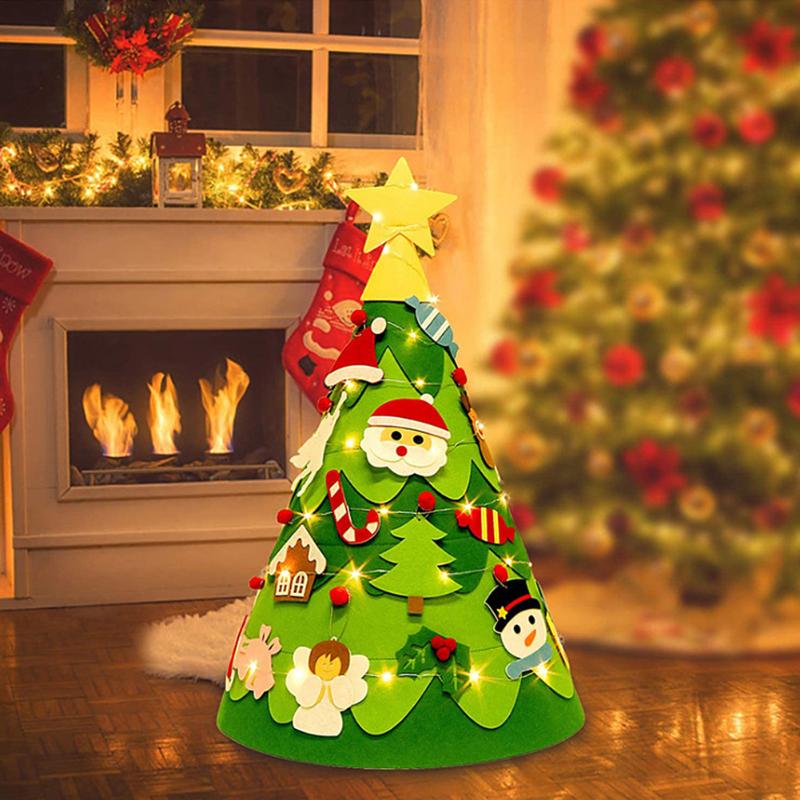 

Christmas Decorations Home Decoration DIY Felt Tree Wall Hanging Artificial Xmas With Santa Claus Snowflakes Ornament Year Kid Gift