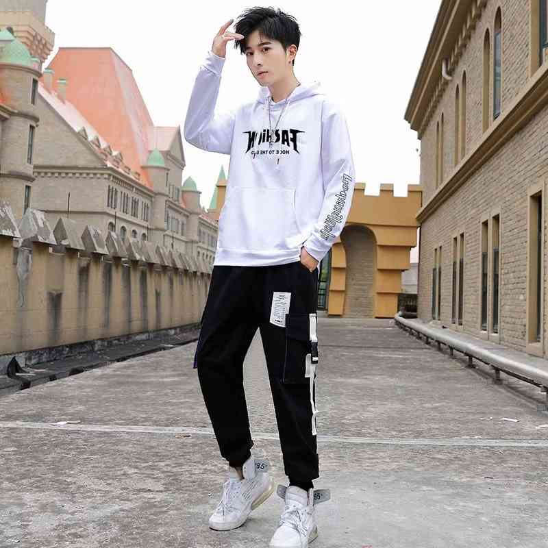 

2020 new spring and autumn men's sweater trend versatile sports suit hooded ruffian handsome loose coat, Gray