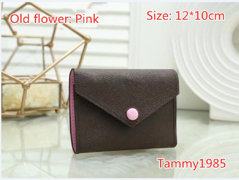 

Fashion Women Wallet Classic Woman Short Wallets Coated Canvas With Leather Small Bifold Coin Pocket, Old flower: red