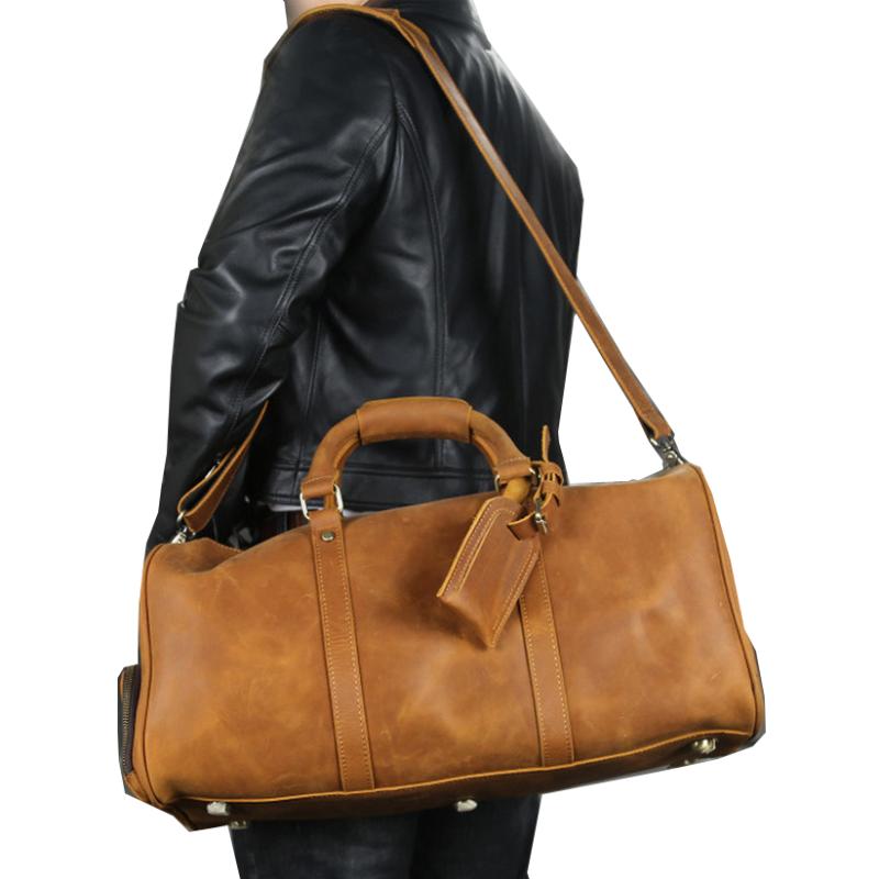 

Duffel Bags Male Genuine Leather Sports Training Bag Durable Gym For Men Women Fitness Handbag Cow Travel Luggage Tote, Brown