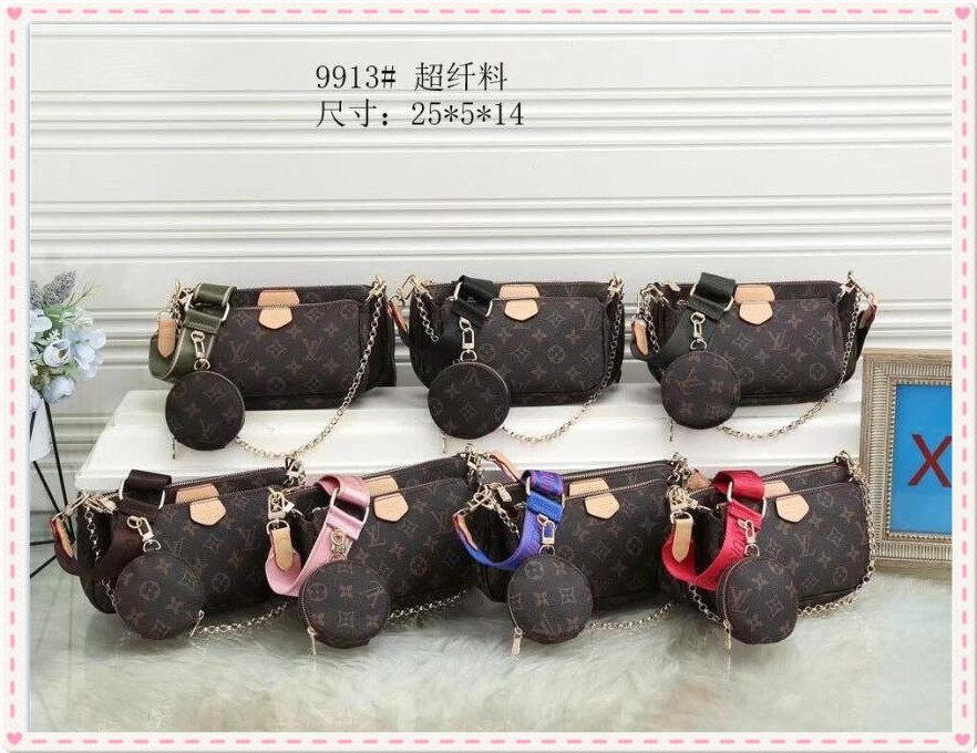 

15 LV LOUIS 1 VITTON women Shopping shoulder bags Handbag chain crossbody bags lady leather messenger bag wallet Female, Red;black