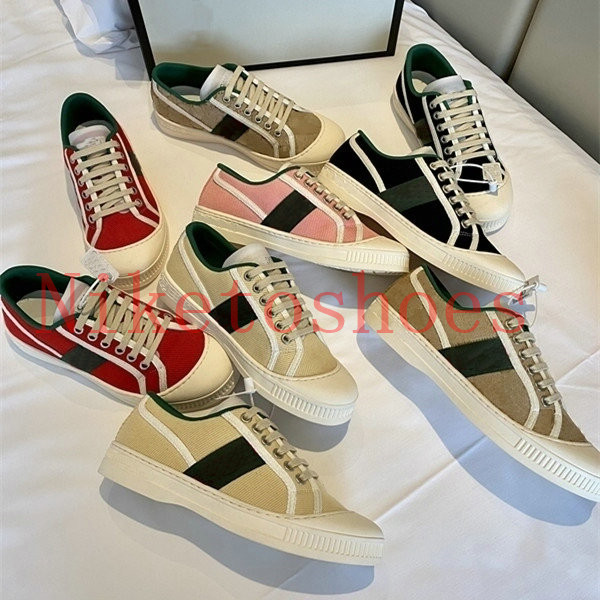 

2021 Kids canvas shoe Print Designer Sneaker Red Green Stripe Ace Women Sneakers Flowers Pink Tennis Runner casual shoes sports and leisure, Color 01