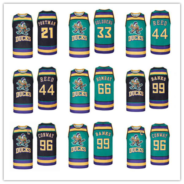 

Man Printed Hot Press Mighty Ducks Basketball Jerseys Maillots de 96 Charlie Conway 99 Adam Banks 21 Dean Portman 44 Fulton Reed 33 Greg Goldberg 66 Gordon Bombay, As pic