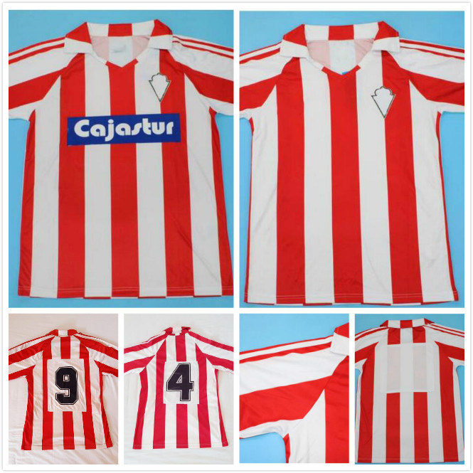

1985 1986 1987 Sporting Gijon Retro Soccer Jersey SPECIAL VERSION Camiseta de futbol home white red football shirt short sleeve S-2XL, 86/87