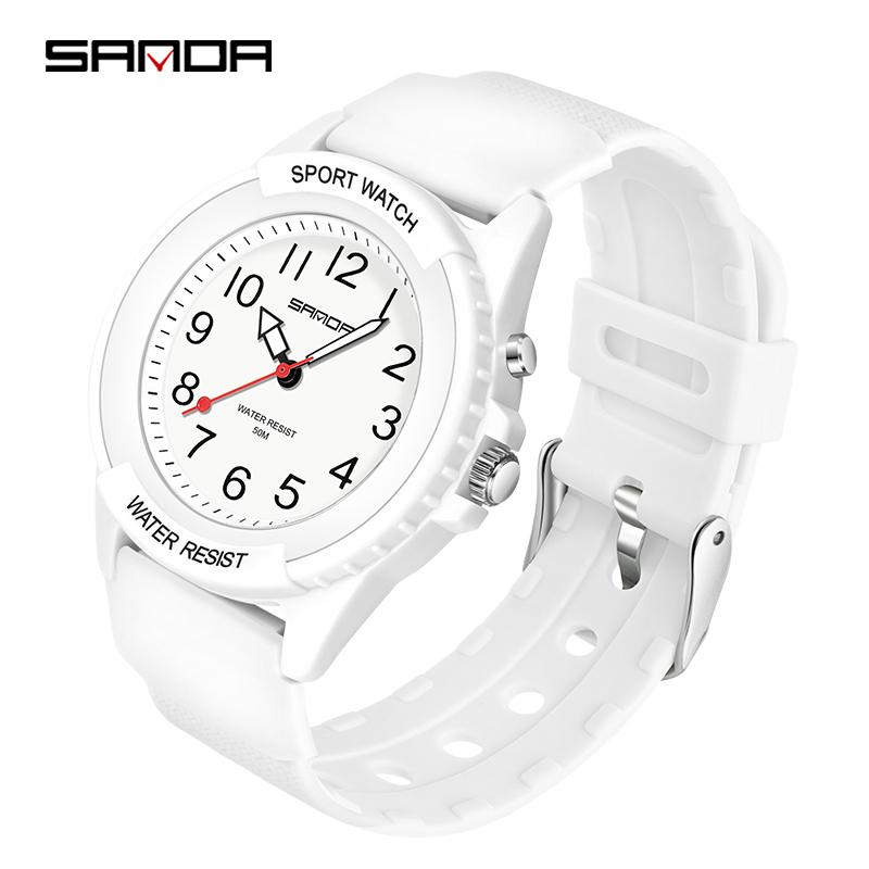 

Wristwatches SANDA Sport Quartz Women Watch Luxury 30M Waterproof Digital Movement Clock Top Quaility Wristwatch Relogio Feminino, White